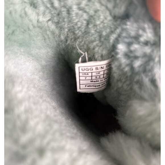 Women's UGG Boots Sz 7 Bailey Bow SFSP Aqua Suede Coquette Light Green Blue - Picture 15 of 16